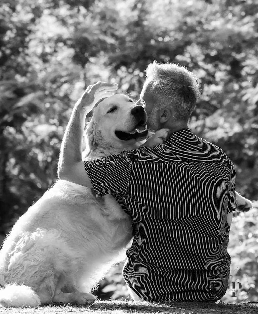 Eternal Companionship: A Black and White Embrace of Love and Joy