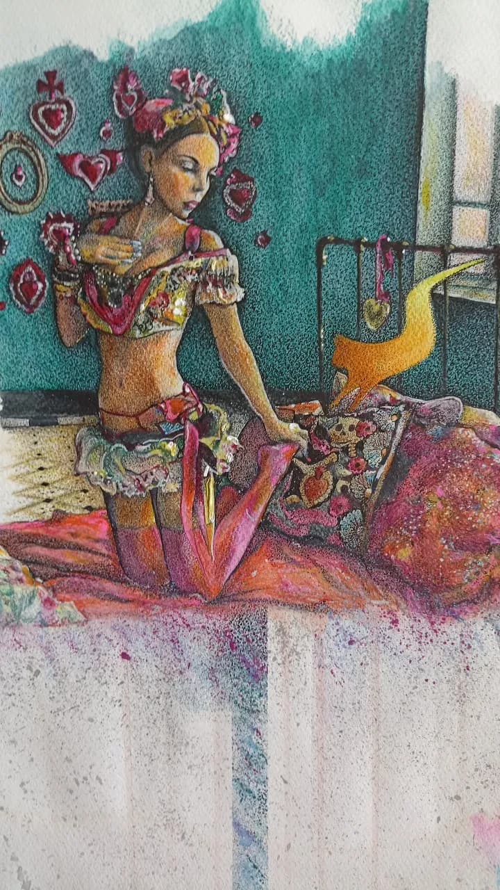 Whimsical Elegance: A Vibrant Dance of Color and Expression