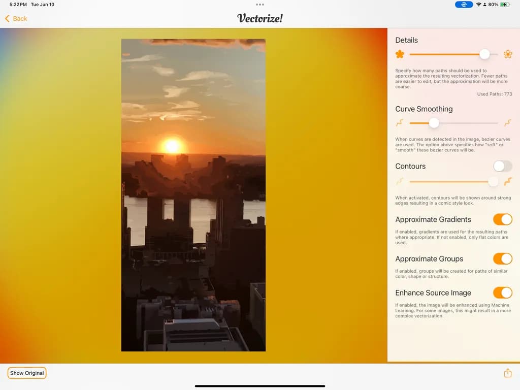 Urban Sunset Symphony: A Gradient Cityscape in Vector Art