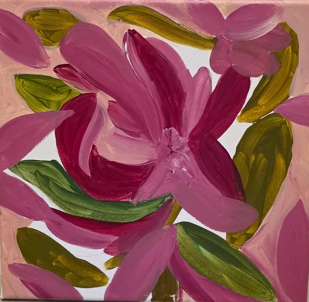 Blossoms of Passion: A Vibrant Floral Dance in Pink and Green Hues