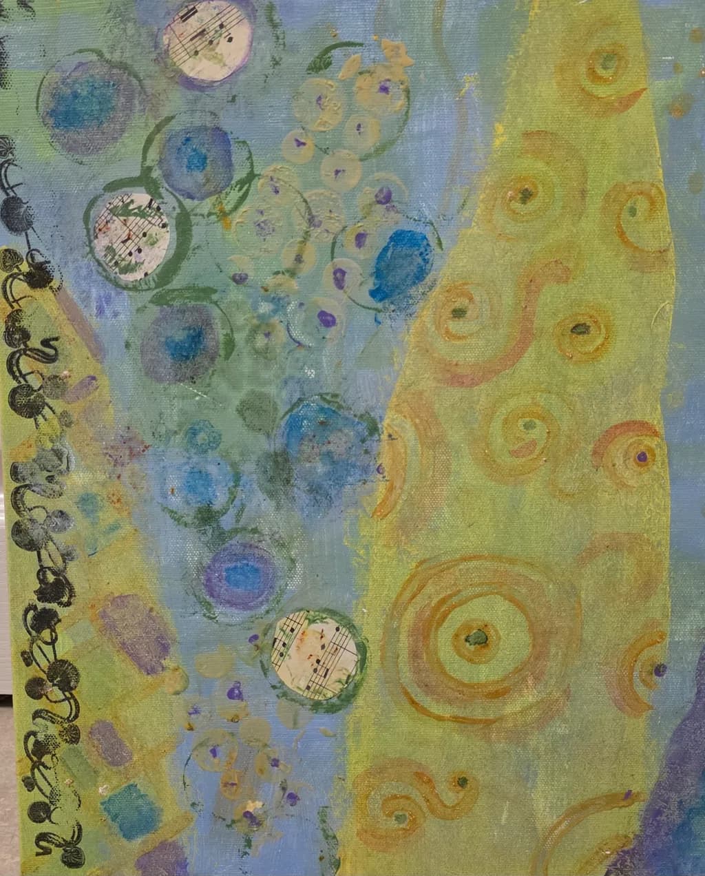 Whispers of Color: A Symphony of Swirls and Notes in Abstract Harmony
