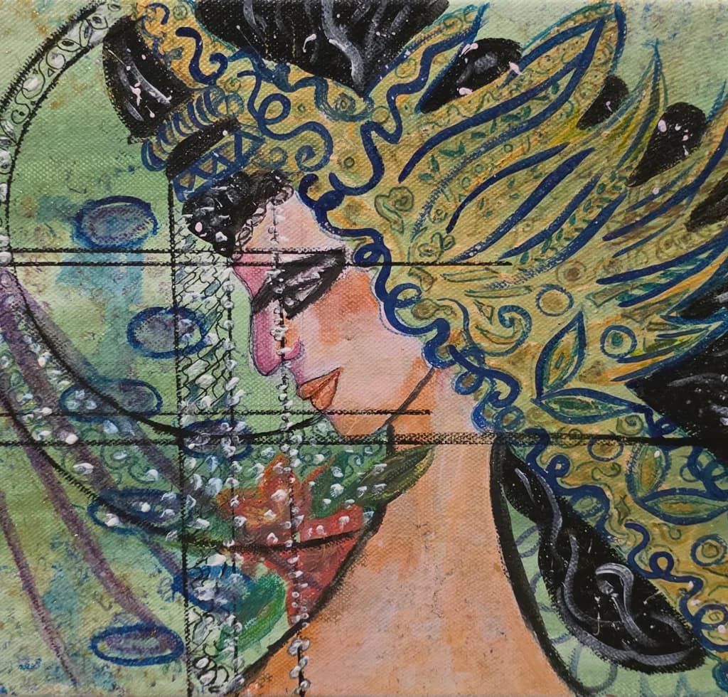 Whimsical Elegance: A Colorful Portrait of Abstract Beauty