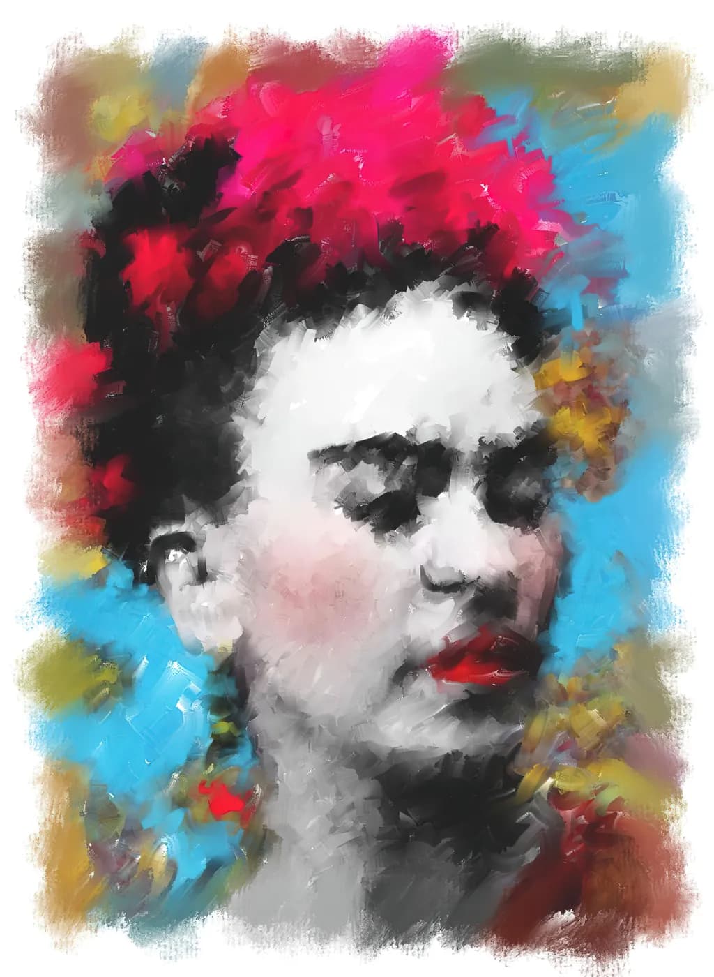 Vibrant Reverie: A Colorful Tribute to Feminine Strength and Spirit