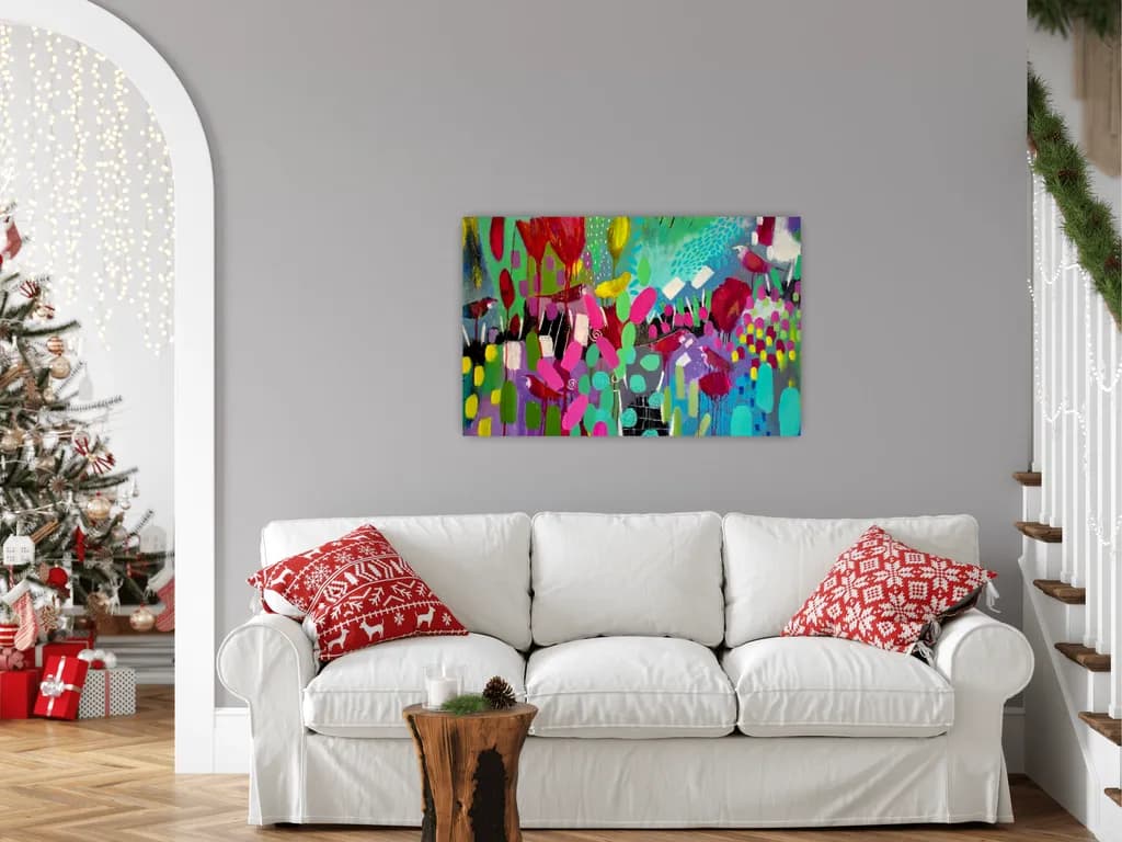 Vibrant Whimsy: A Colorful Floral Dreamscape for Modern Living Spaces