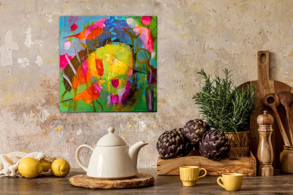 Vibrant Harmony: A Colorful Dance of Nature and Abstract Forms
