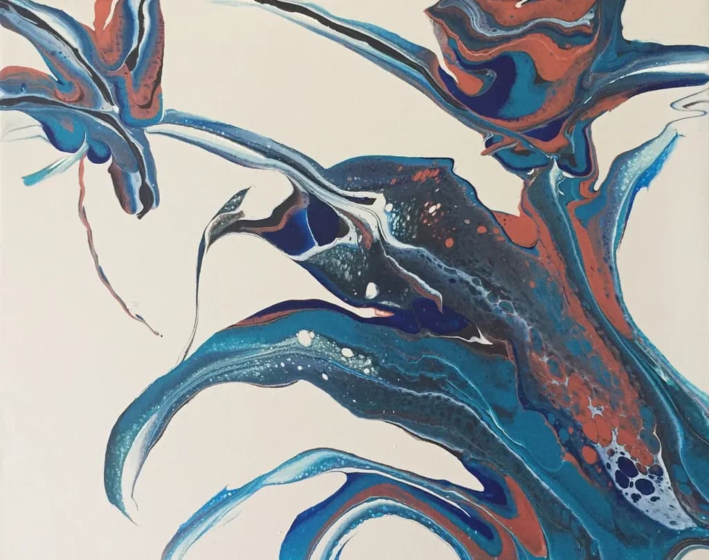 Whispers of the Ocean: A Dance of Blue and Copper Swirls