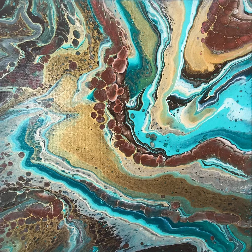 Whispers of the Ocean: A Fluid Dance of Turquoise and Gold