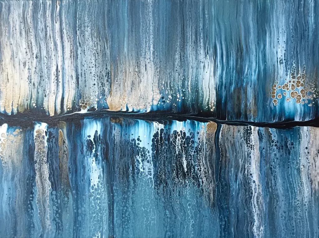 Whispers of the Ocean: A Fluid Dance of Blues and Golds