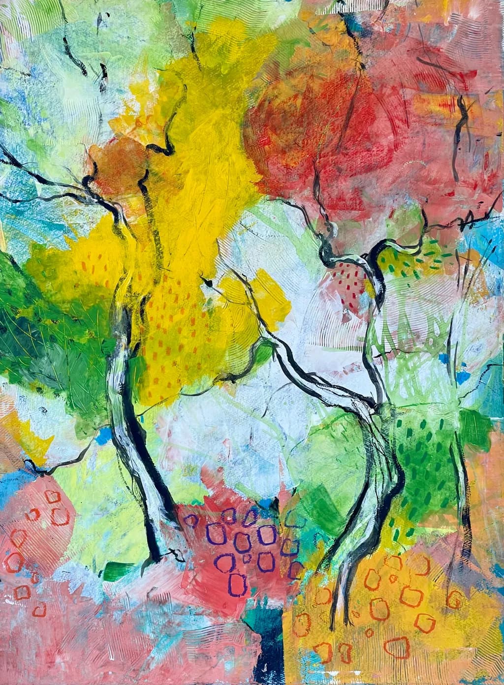 Vibrant Whispers of Nature: An Abstract Journey Through Color and Form