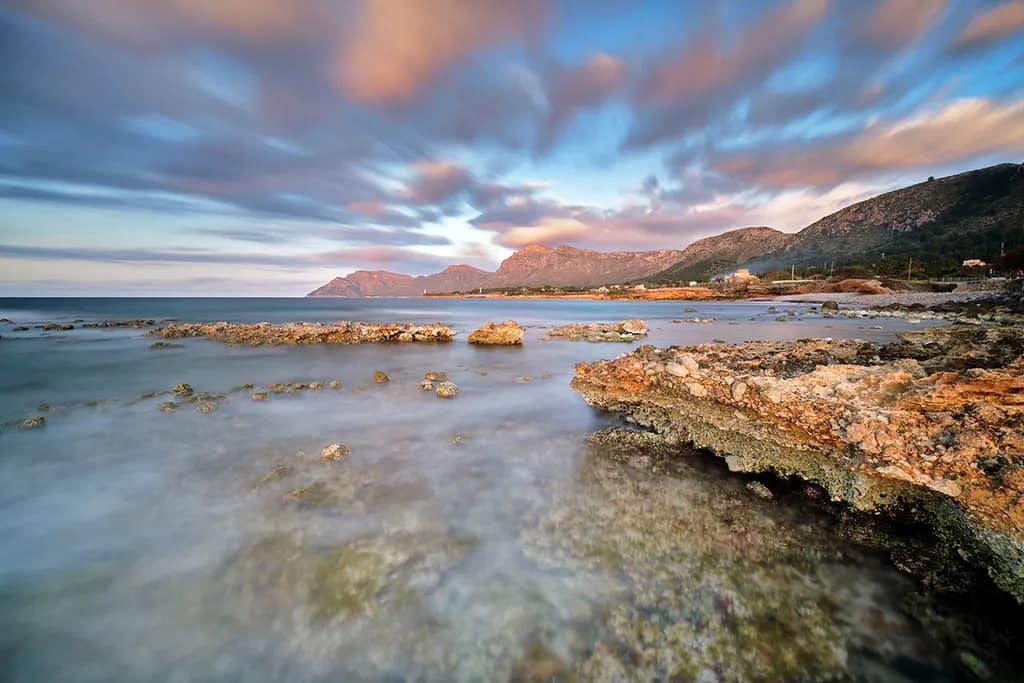 Serenity at Sunset: A Tranquil Coastal Landscape Embracing Nature's Beauty