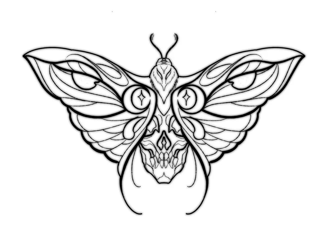 Ethereal Dance of Life and Death: The Skull Moth Embrace