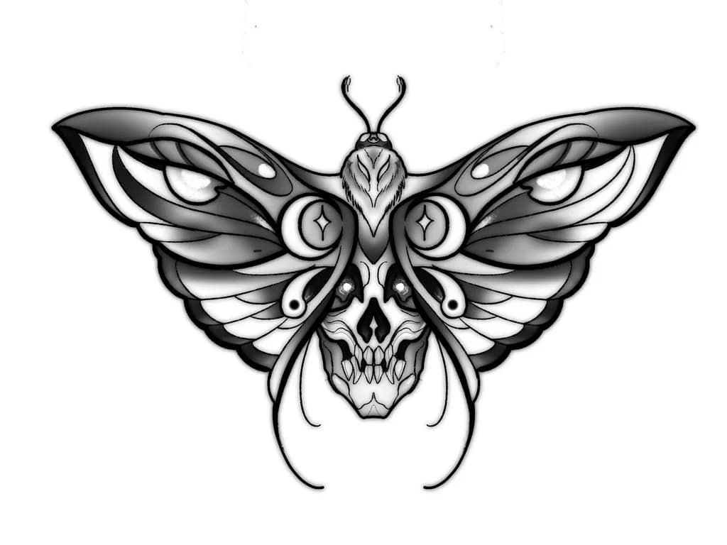 Ethereal Dance of Life and Death: The Skull Moth Embrace