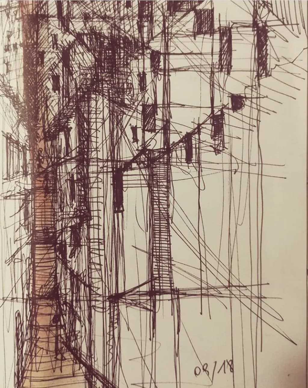 Urban Echoes: A Journey Through Lines and Shadows in Ink