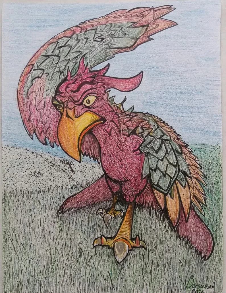 Majestic Guardian of the Skies: A Vibrant Fantasy Bird in Flight