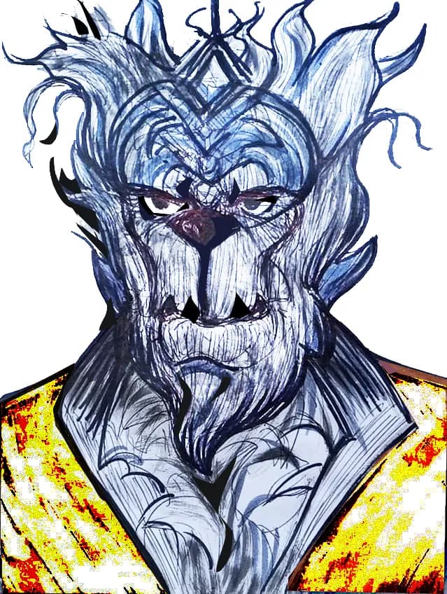 Mystical Beast: A Blue-Hued Expression of Character and Emotion