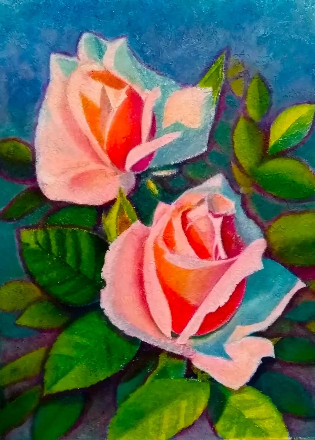 Whispers of Spring: A Vibrant Dance of Roses and Leaves
