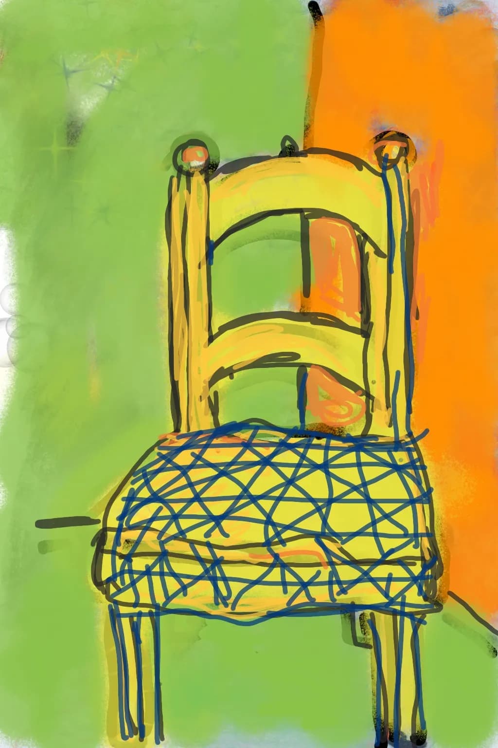 Vibrant Solitude: A Whimsical Chair in Colorful Harmony