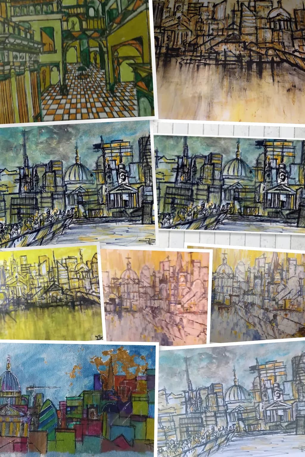 Urban Symphony: A Colorful Abstract Journey Through Cityscapes and Architecture