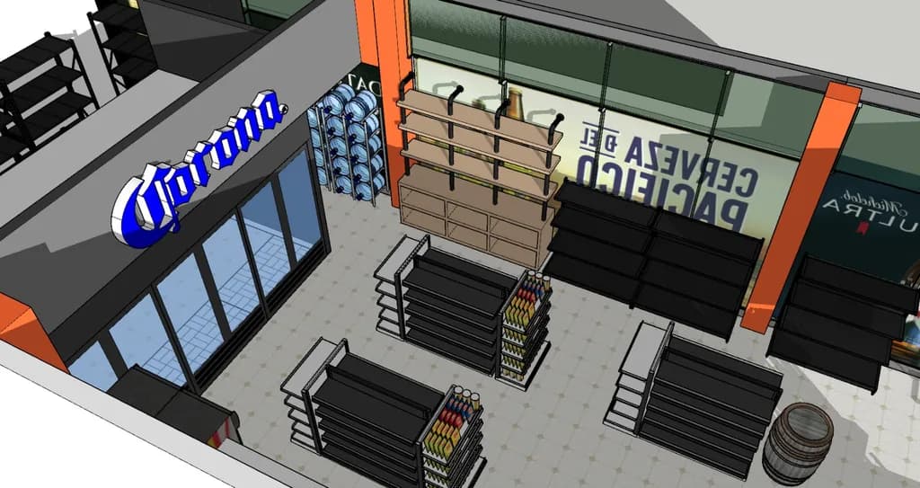 Vibrant Retail Oasis: A Modern Interpretation of a Beverage Storefront