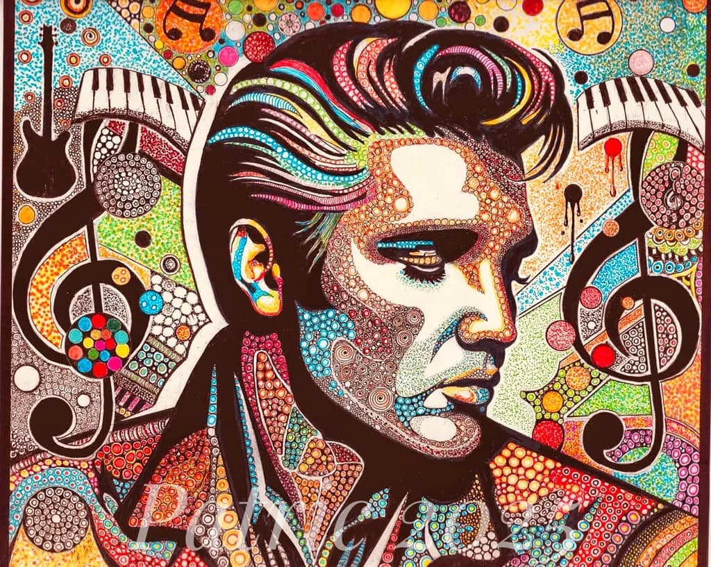 Vibrant Echoes: A Colorful Tribute to the King of Rock 'n' Roll