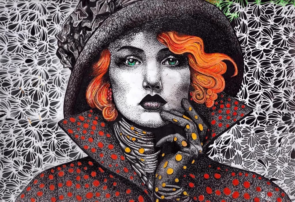 Whispers of Elegance: A Bold Portrait of Mystery and Color