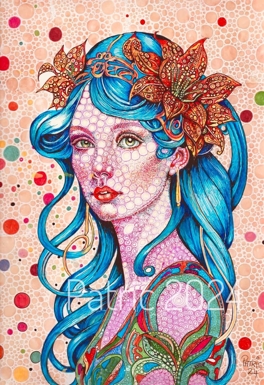 Whimsical Elegance: A Vibrant Portrait of Beauty and Nature's Harmony