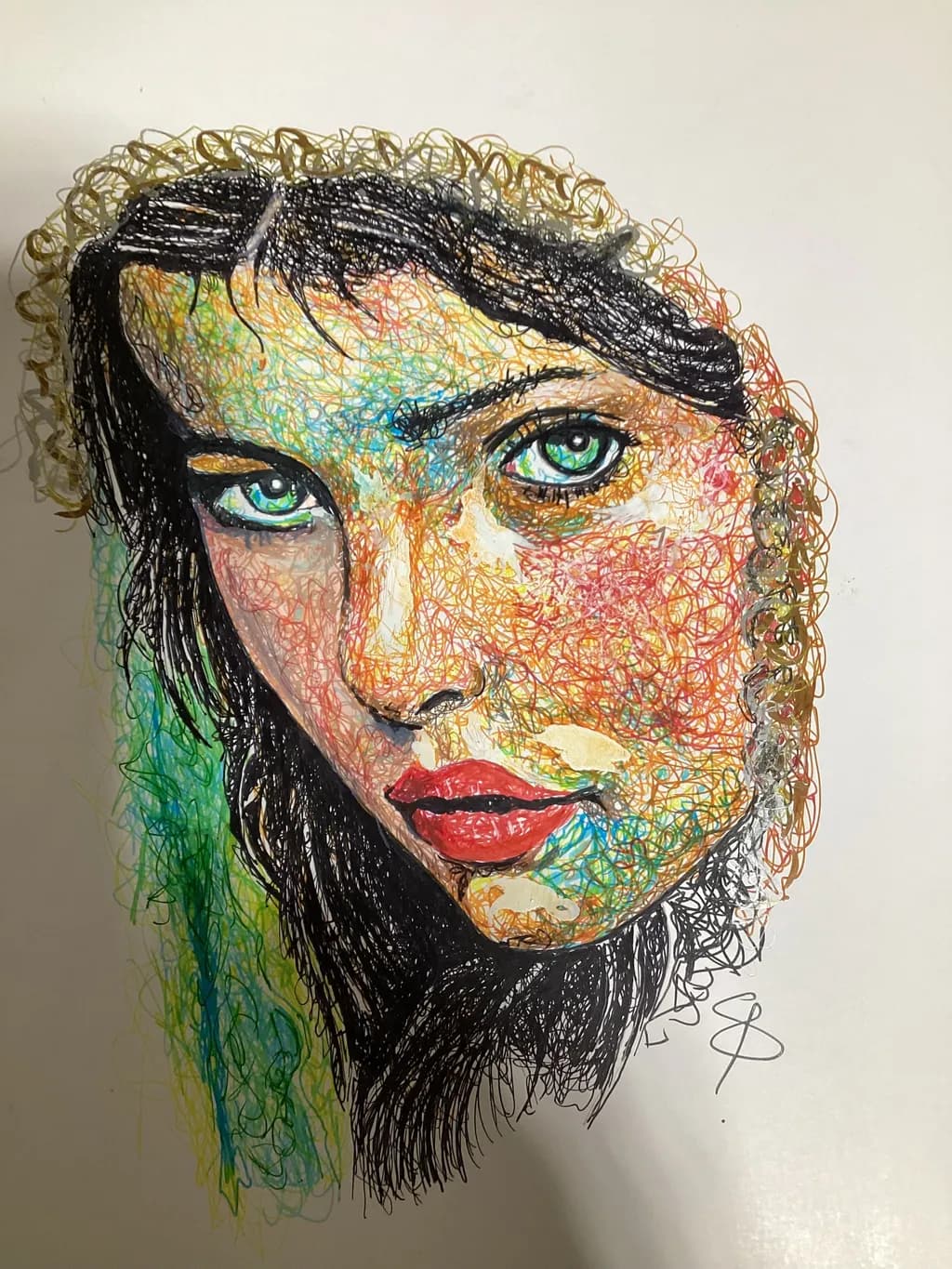 Vibrant Expressions: An Abstract Portrait of Colorful Emotion