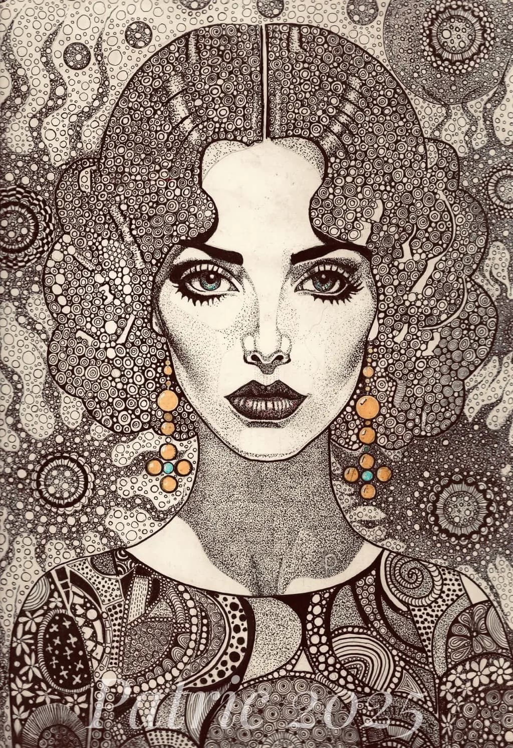 Ethereal Elegance: A Portrait of Timeless Beauty in Intricate Patterns