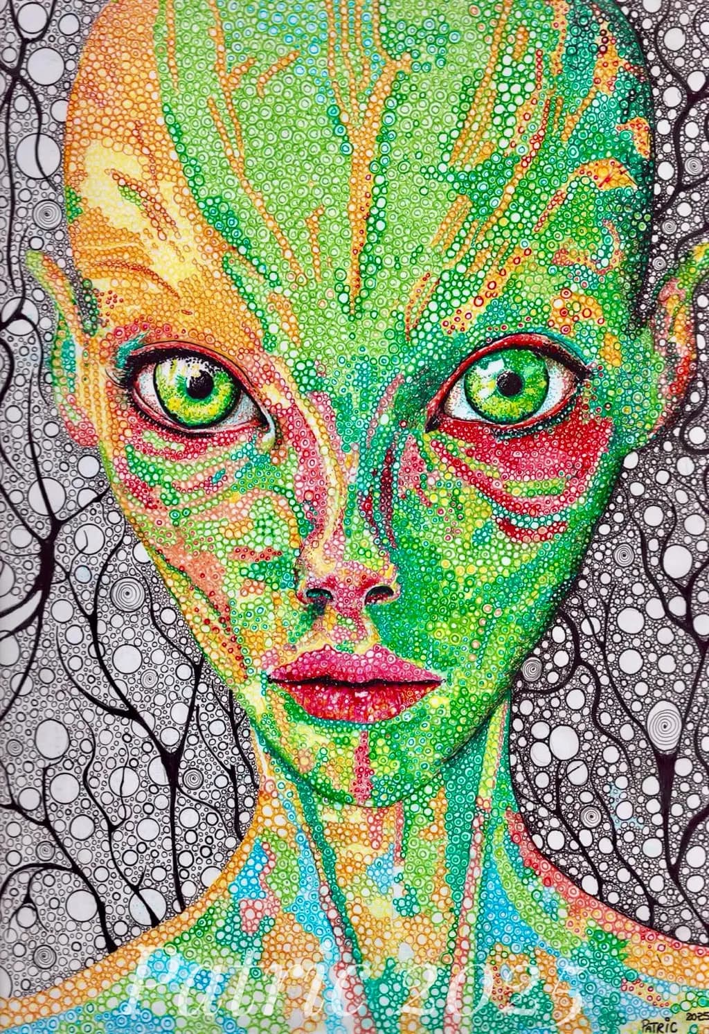 Celestial Gaze: A Vibrant Exploration of Alien Beauty and Cosmic Connection