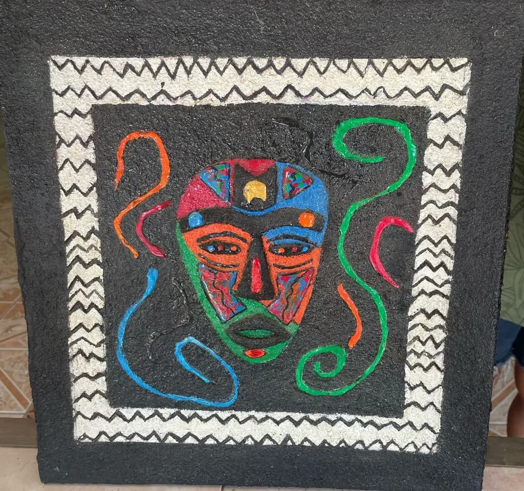 Vibrant Mask: An Abstract Journey Through Color and Texture