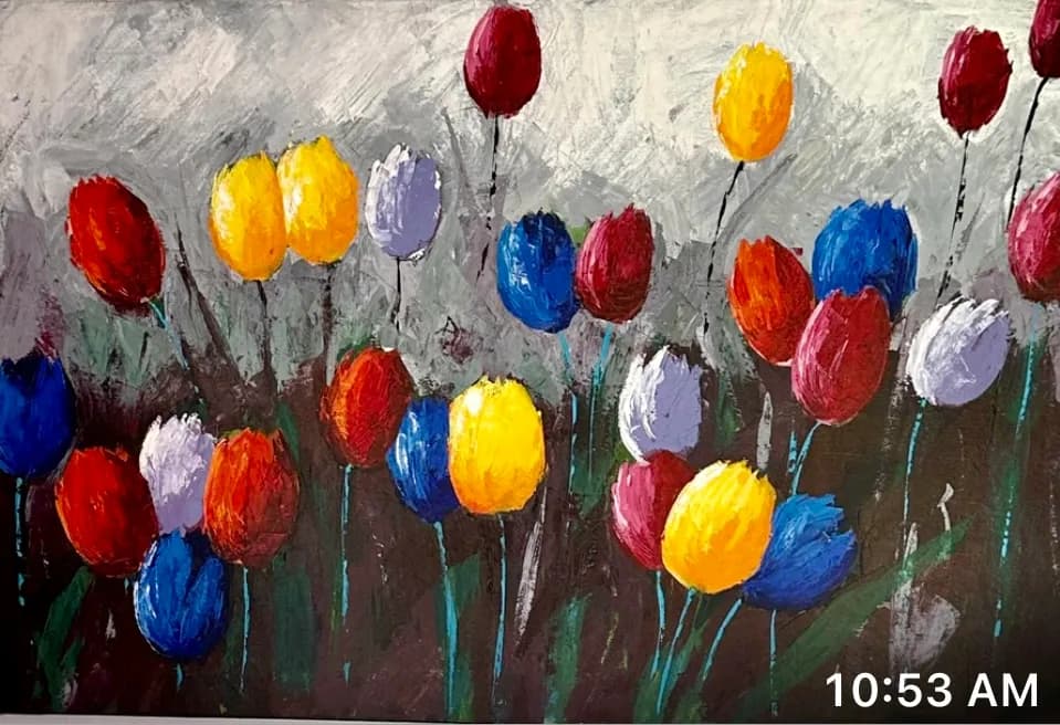 Vibrant Blossoms: An Abstract Celebration of Colorful Flowers on Canvas