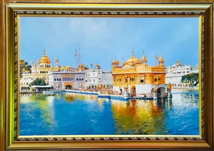 Golden Reflections: A Serene View of the Golden Temple at Dawn
