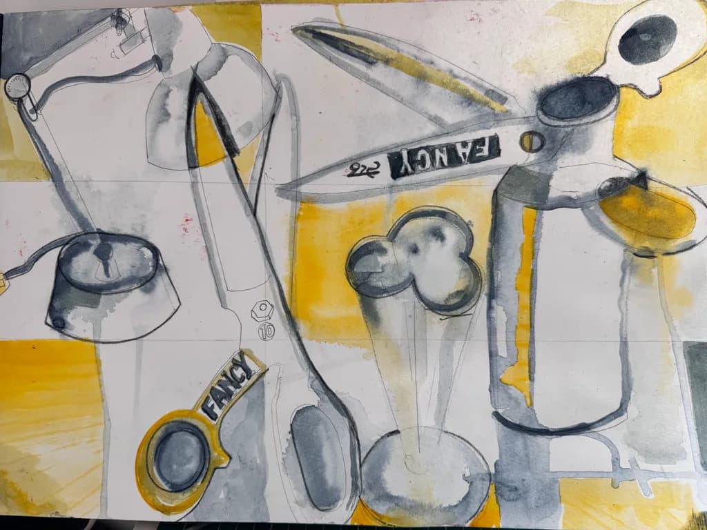 Crafted Chaos: A Dance of Everyday Tools in Yellow Hues
