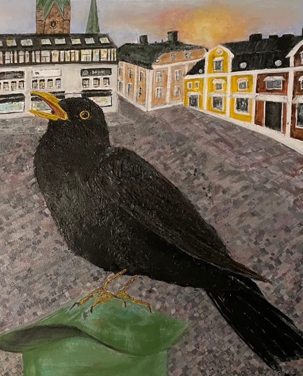 Whispers of the City: A Blackbird's Serenade at Dusk