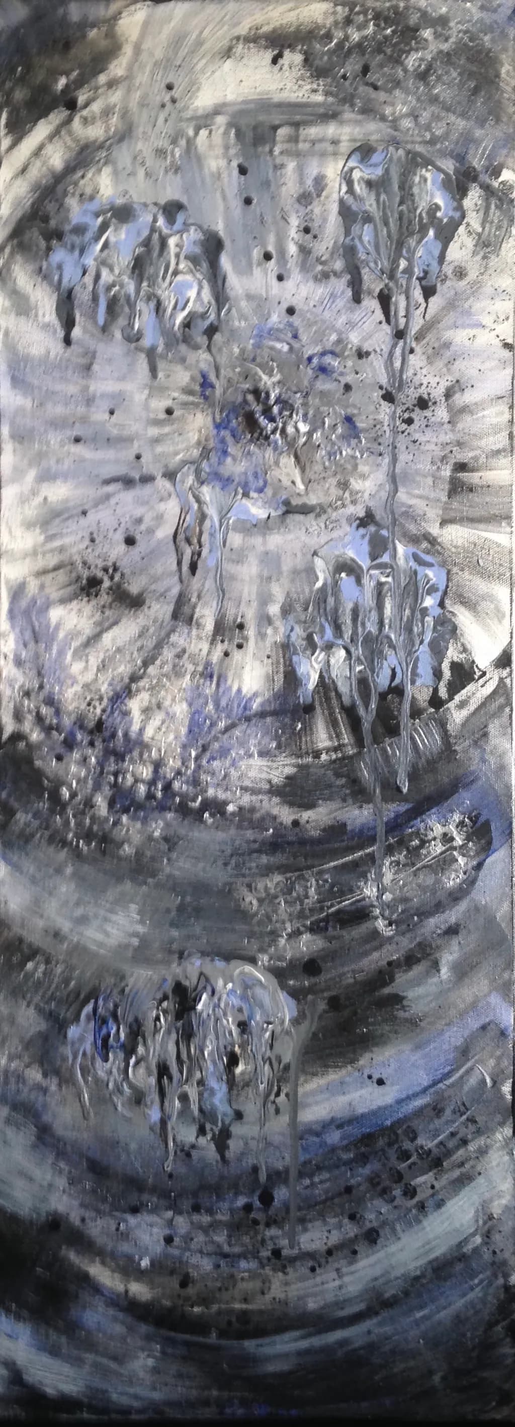 Whispers of Silver: A Dance of Light and Shadow in Abstract Expressionism