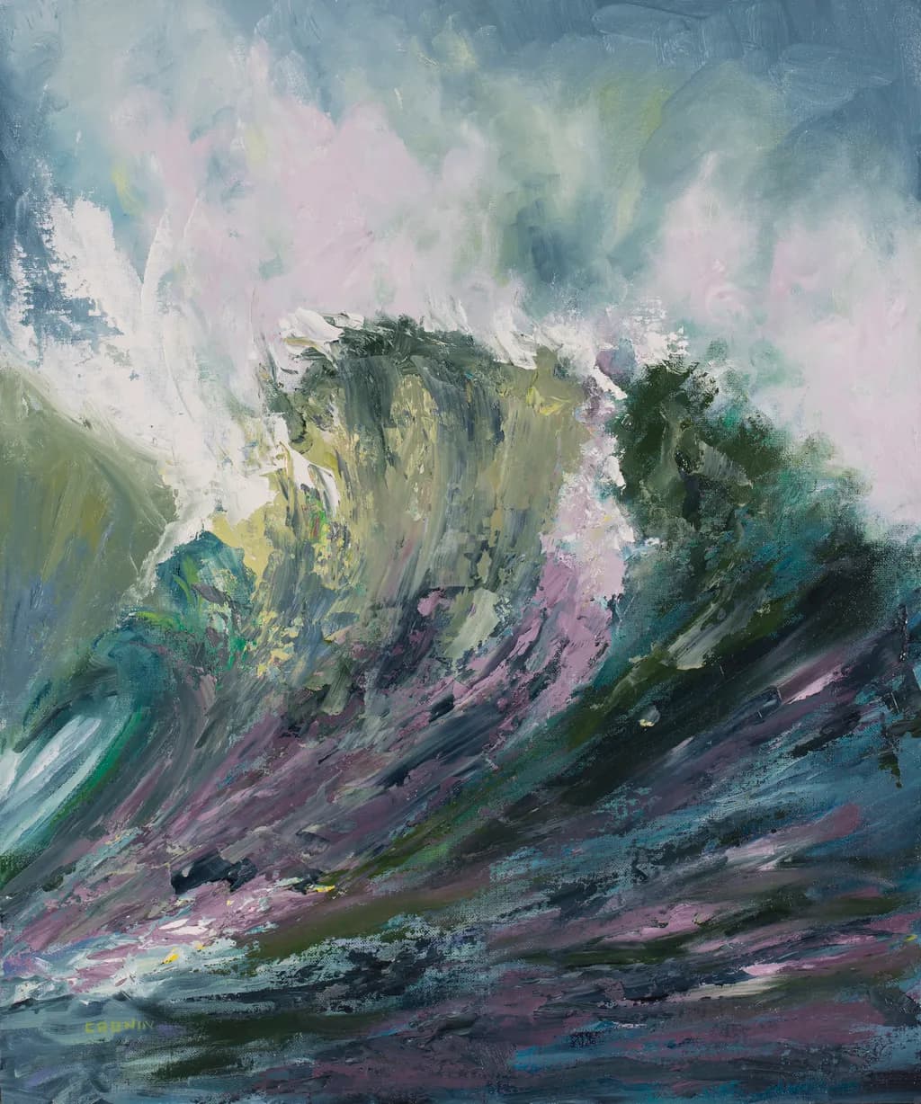 Ocean's Embrace: A Dynamic Dance of Color and Texture in Abstract Waves