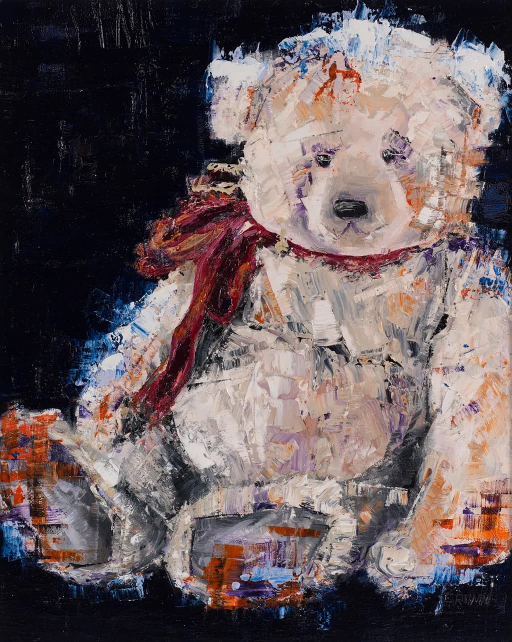 Whimsical Embrace: A Cherished Teddy Bear in Abstract Splendor