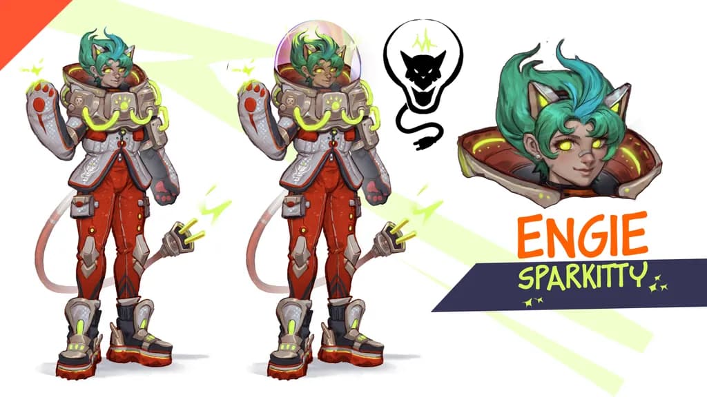 Engie Sparkitty: A Futuristic Feline Adventure in Electric Style