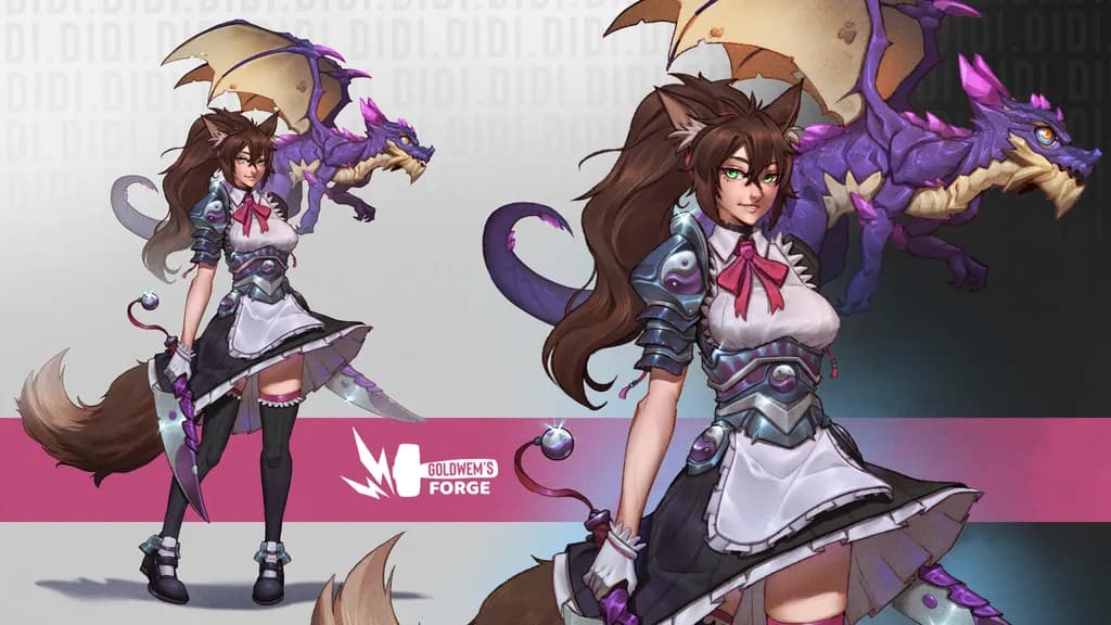 Fierce Elegance: The Warrior Maid and Her Dragon Companion