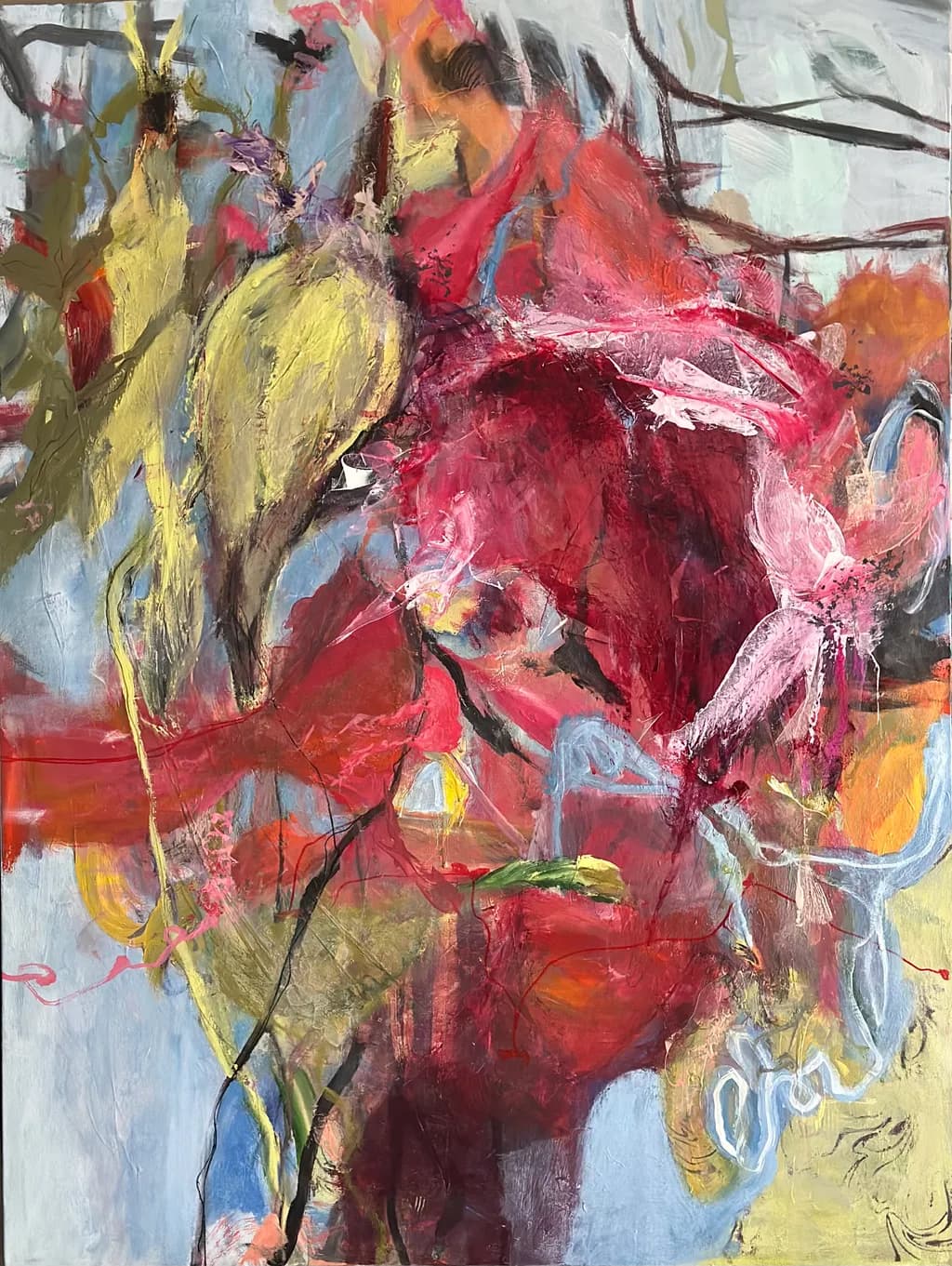 Vibrant Floral Symphony: An Abstract Expression of Color and Texture