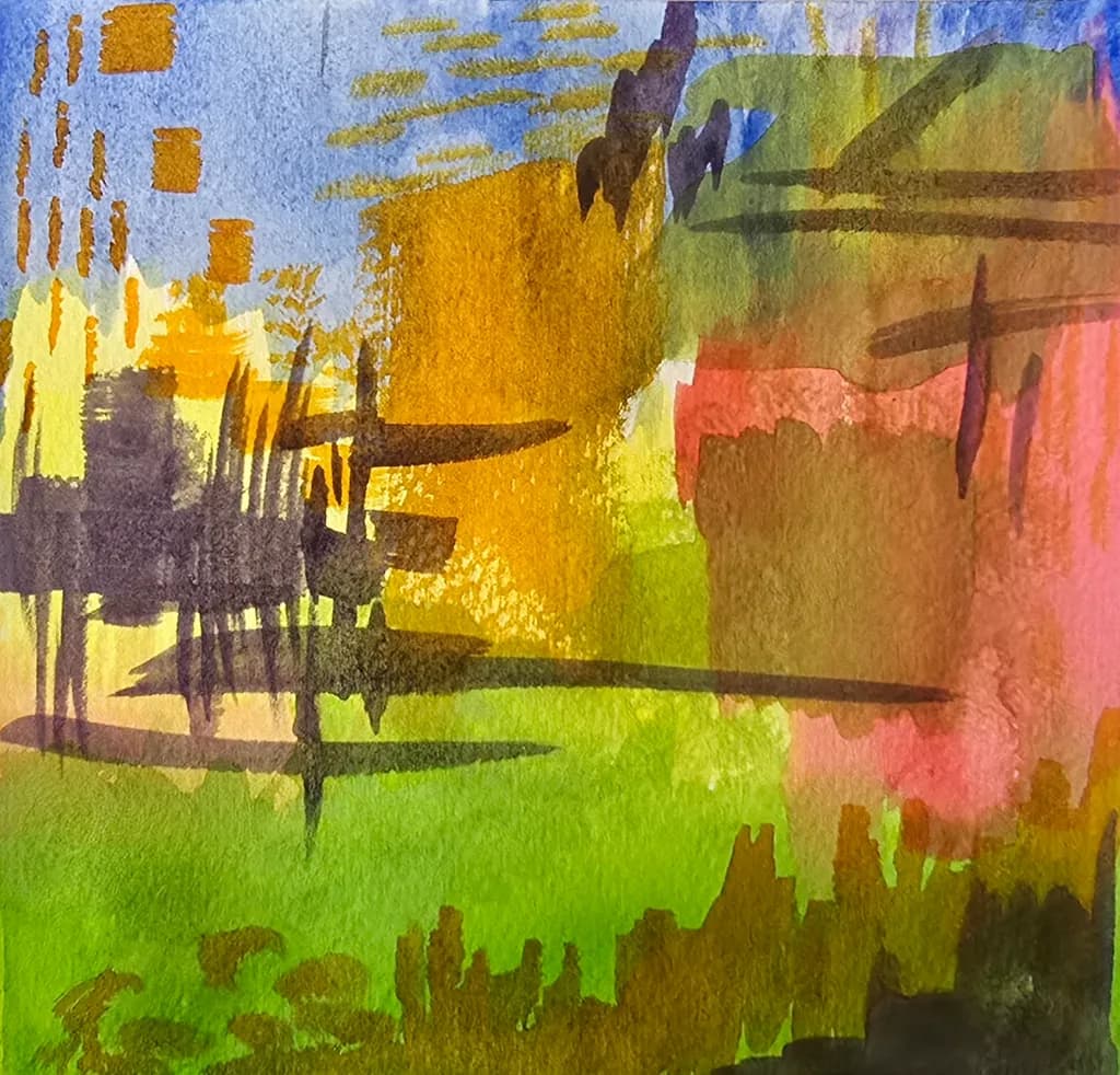 Vibrant Harmony: An Abstract Dance of Color and Form in Watercolor Art