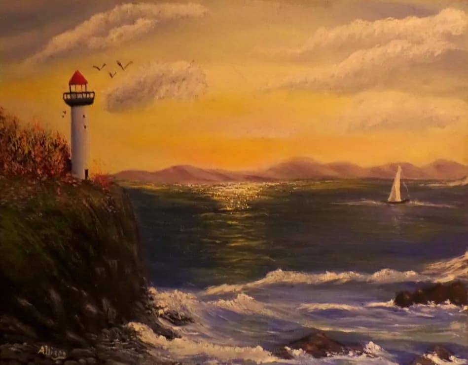 Whispers of the Sea: A Serene Lighthouse at Sunset