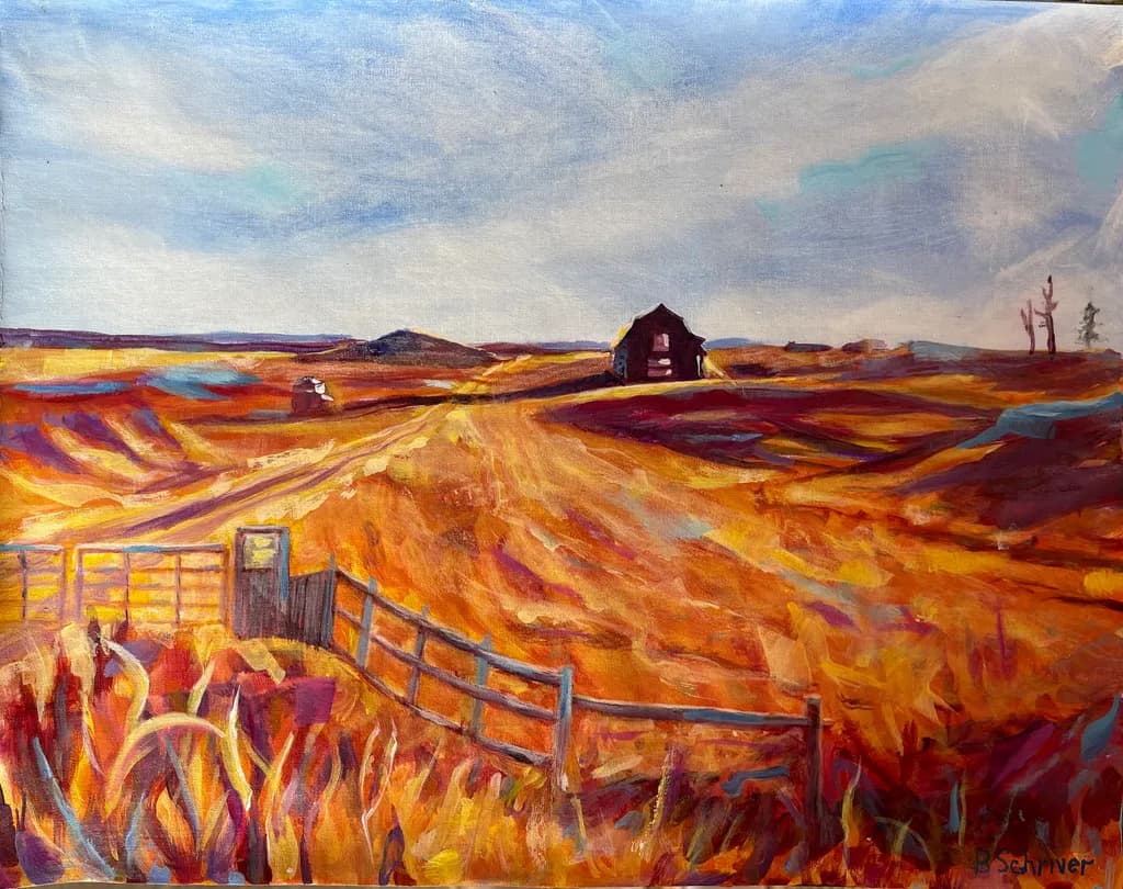 Vibrant Serenity: A Sunset Landscape of Rural Tranquility