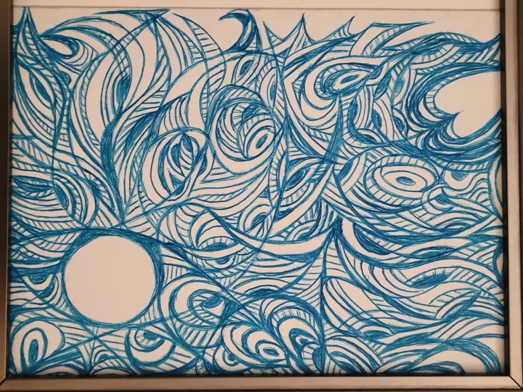 Whispers of Blue: An Abstract Dance of Swirls and Patterns
