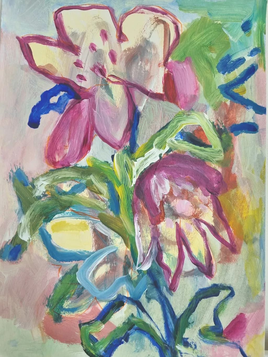 Whispers of Spring: A Vibrant Floral Dance in Abstract Colors