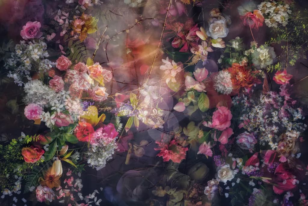 Whispers of Bloom: A Dreamy Floral Tapestry in Soft Hues and Light