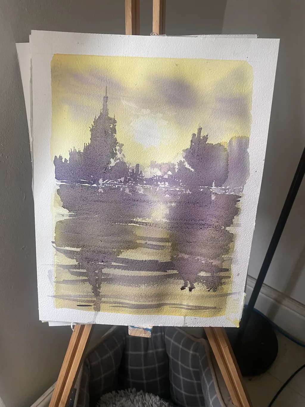 Whispers of Serenity: An Abstract Watercolor Landscape Reflection