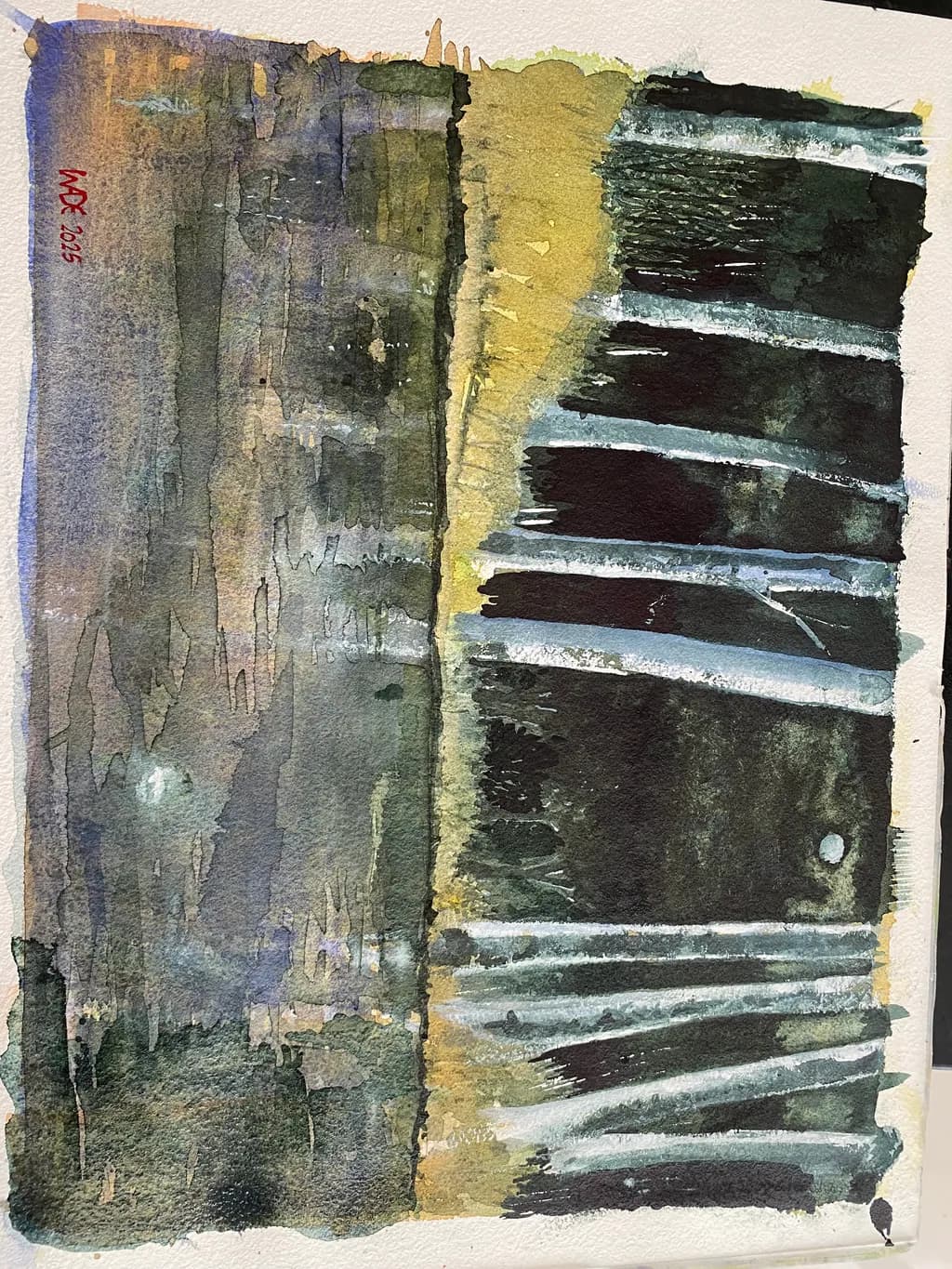 Whispers of Contrast: An Abstract Watercolor Journey Through Layered Textures
