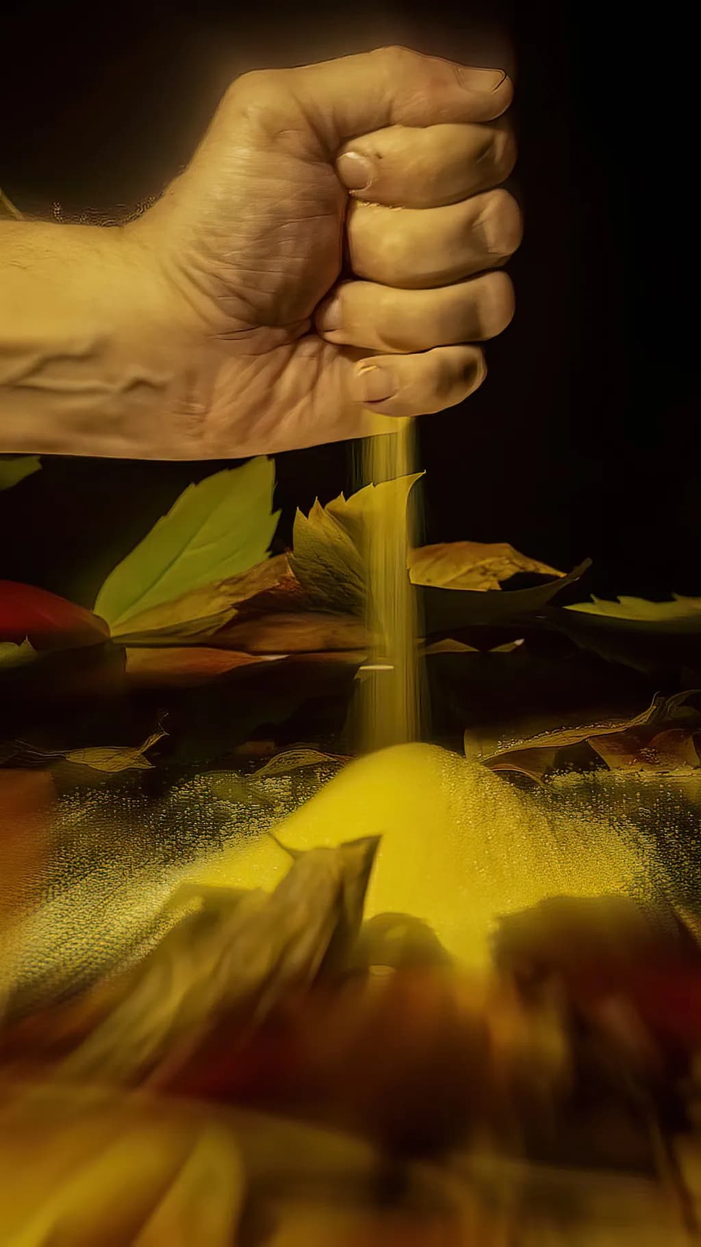 Golden Essence: The Art of Nature's Touch in Motion