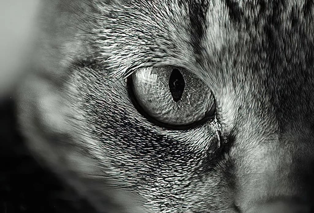 Whispers of the Wild: A Close-Up Study of an Animal's Eye in Black and White